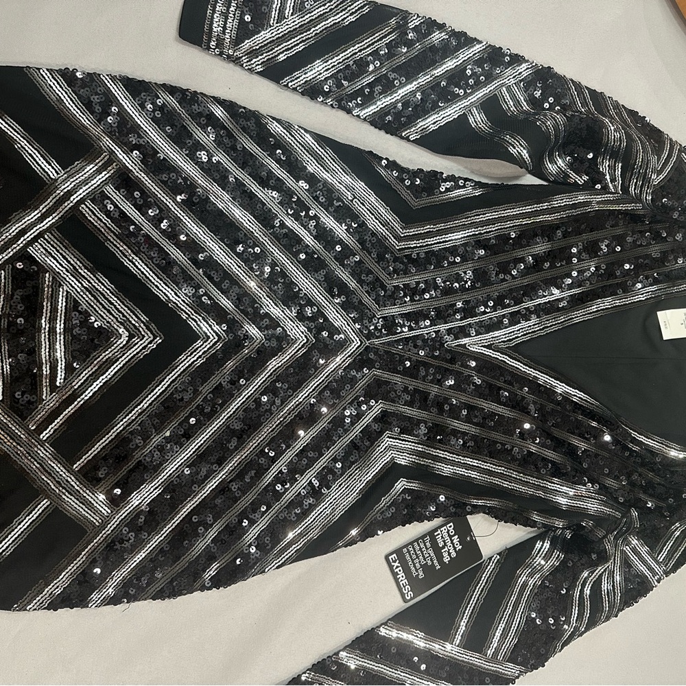 Chic Black and Silver Sequin Dress